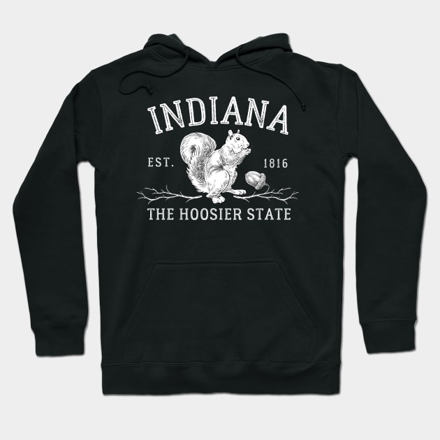 Indiana The Hoosier State Squirrel Hoodie by Downtown Rose